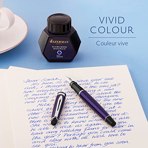 Waterman tinta para pluma estilográfica, azul serenidad, frasco de 50 ml