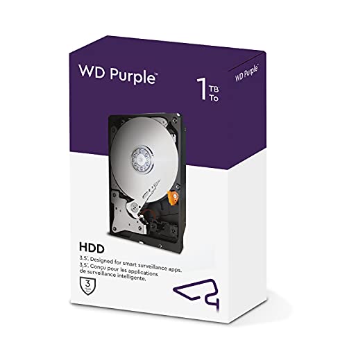 WD Purple - Disco rigido interno 1 TB Videosorveglianza 3.5", Allframe 4K - 180 TB/anno, cache 64 MB, Classe 5.400 RPM