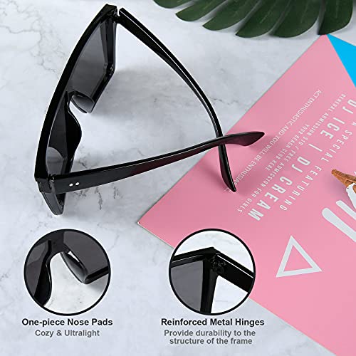 Weinsamkeit 2 Pares Gafas de Sol Cuadradas de Moda UV400, Gafas de Sol Grandes Planas de Gran Tamaño para Mujeres Hombres