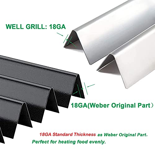 WELL GRILL 57.2 cm parrilla de calor para Weber Spirit 300 E310 E320 S310 S320, Spirit 700, Weber 900, barras de sabor de acero inoxidable, paquete de 5