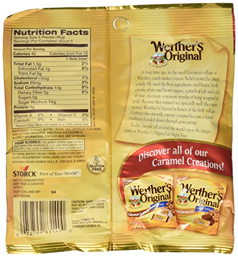 Werther's, Caramel Sugar Free Hard Candy, Original, 2.75 Ounce (Pack of 4)