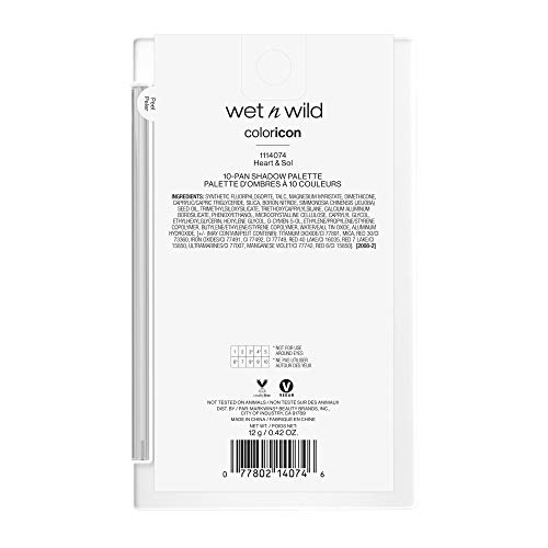 wet n wild, Paleta Color Icon 10-Pan, Paleta de Sombras de Ojos, 10 Colores Intensamente Pigmentados para el Maquillaje Diario, Fórmula de Larga Duración y Fácil de Difuminar, Heart & Sol