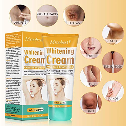 Whitening Cream, Crema Blanqueadora, Skin Whitening Cream, Eficaz para axilas, rodillas, codos, zonas sensibles y privadas, blanquea, nutre, repara y restaura la piel