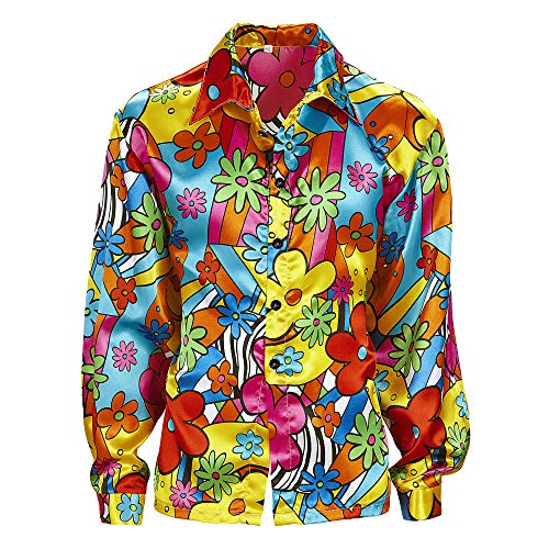 WIDMANN 7399 M Adultos Disfraz Flower Power Camisa para Hombre, Multicolor, XXL