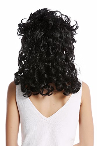 WIG ME UP- 0548-ZA103 Peluca Mujer Carnaval Halloween Larga Pelo Rizado bisoñe Color Negro Diosa Griega antigüedad