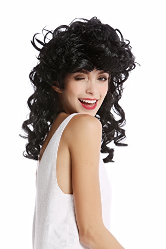 WIG ME UP- 0548-ZA103 Peluca Mujer Carnaval Halloween Larga Pelo Rizado bisoñe Color Negro Diosa Griega antigüedad