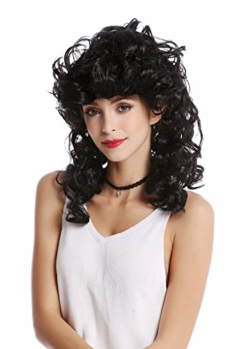 WIG ME UP- 0548-ZA103 Peluca Mujer Carnaval Halloween Larga Pelo Rizado bisoñe Color Negro Diosa Griega antigüedad