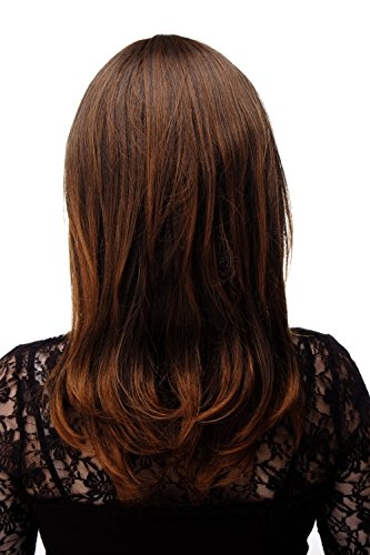 WIG ME UP- peluca de mujer pelo al hombro mezcla castaño oscuro y castaño cobrizo liso con flequillo aprox. 50 cm 3003-2T30