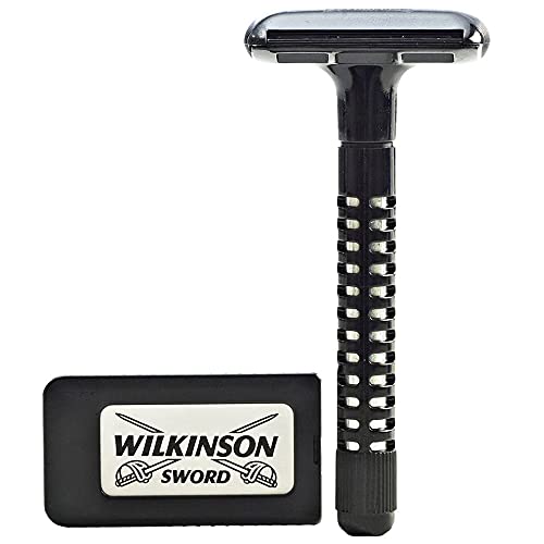 Wilkinson Sword Classic - Máquina de Afeitado Clásico Masculino + 5 Hojas de Afeitar de Doble Filo