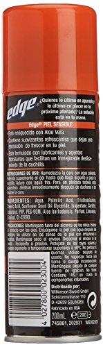 Wilkinson Sword Edge - Gel De Afeitar para Piel Sensible con Aloe 200 Ml, Negro/Naranja, Aloe Vera