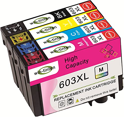 Win-Tinten 4 cartuchos de tinta negra de repuesto para Epson 603xl compatible con Epson Expression Home WF-2830DWF WF-2835DWF WF-2850DWF XP-2100 XP-2105 XP-3100 XP-3105 XP-4100 XP-4105