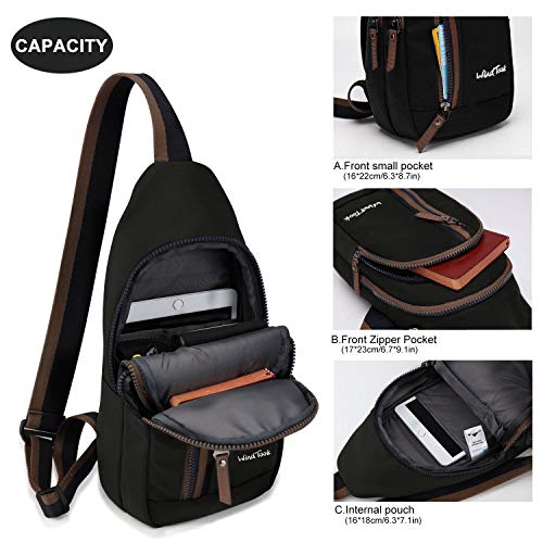 Wind Took bolsa bandolera mochila pequeña bolso pecho hombre y mujer bolso hombro bolso desportiva mochila de ocio multipropósito 19 x 9.5 x 35cm negro