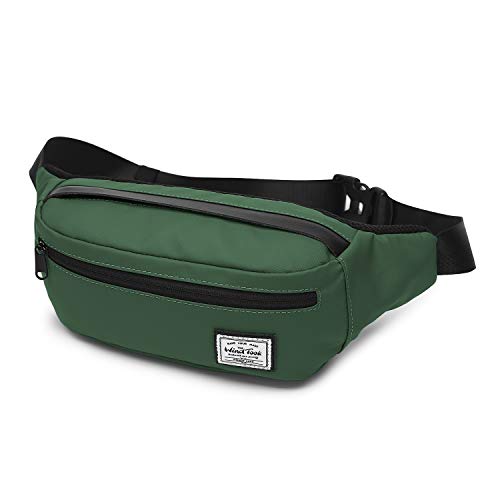 Wind Took riñonera de nailo Bolsa de Cintura Impermeable riñonera despotiva riñoneras de Hombre y Mujer riñonera de Moda para Corre al Aire Libre 35x8x13cm,Verde