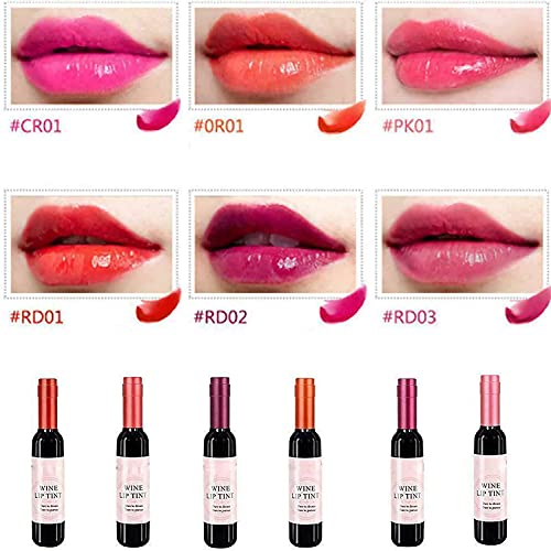 Wine Liquid Lipstick, 6 Colors Lady Long Lasting Make Up Gloss Matte Lip Tint Wine Bottle Cover, Waterproof Moisturizing and Non-Stick Cup Lip Gloss Lip Sticks (Mixed 6 Colors)