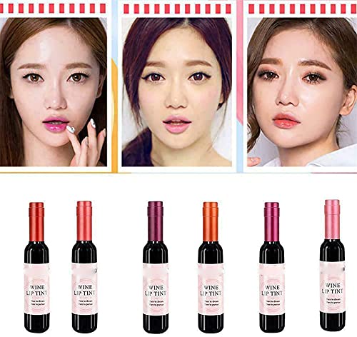 Wine Liquid Lipstick, 6 Colors Lady Long Lasting Make Up Gloss Matte Lip Tint Wine Bottle Cover, Waterproof Moisturizing and Non-Stick Cup Lip Gloss Lip Sticks (Mixed 6 Colors)