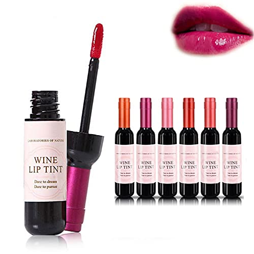 Wine Liquid Lipstick,Natural Liquid Lipstick Long Lasting Make Up Gloss Matte Lip Tint Wine Bottle Cover,Waterproof,Valentine's Day Gift Kit Ideas for Girlfriends, Women, Moms (RD02)