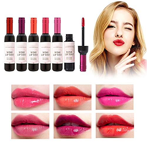 Wine Liquid Lipstick,Natural Liquid Lipstick Long Lasting Make Up Gloss Matte Lip Tint Wine Bottle Cover,Waterproof,Valentine's Day Gift Kit Ideas for Girlfriends, Women, Moms (RD02)