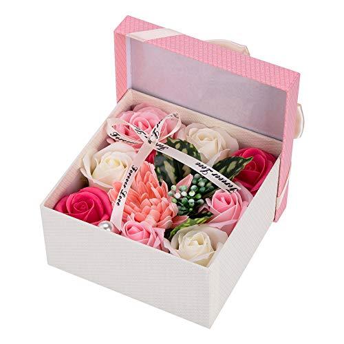 Wisolt Flores Artificiales Rosas de Jabon Perfumado Cajas Regalo Flores de Jabones para Regalar Regalos para Madres Cumpleaños Dia De La Madre Aniversario San Valentin
