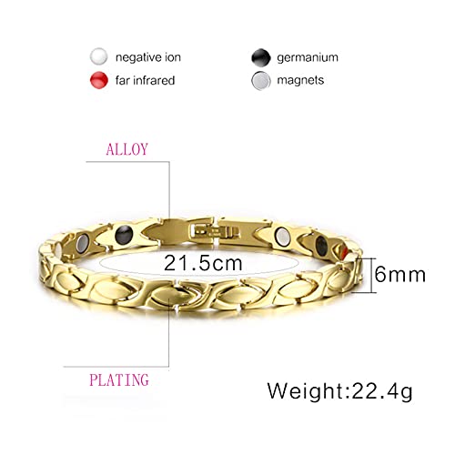 Women's Ultra Strength Magnetic Therapy Bracelet, butt lift ladies magnetic bracelet, magnetic therapy fit plus bracelet, magnetic weight loss bracelet (Gold)