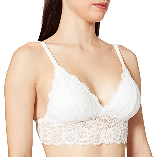 women'secret Sujetador Bralette Triangular Encaje, Amarillo/Off White, Talla S