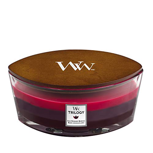 WoodWick Trilogy vela perfumada en forma de elipse con llama Hearthwick, Bayas maduras