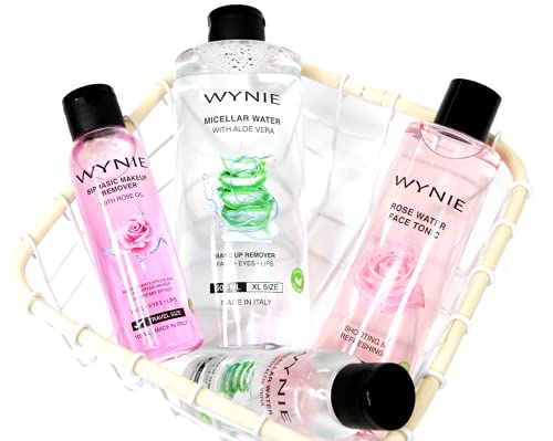 WYNIE Agua Micelar con Aloe Vera 100% Vegano Limpiador Facial Desmaquillante para Todo Tipo de Pieles, Piel Grasa, Mixta, Sensible - XL 500 ml