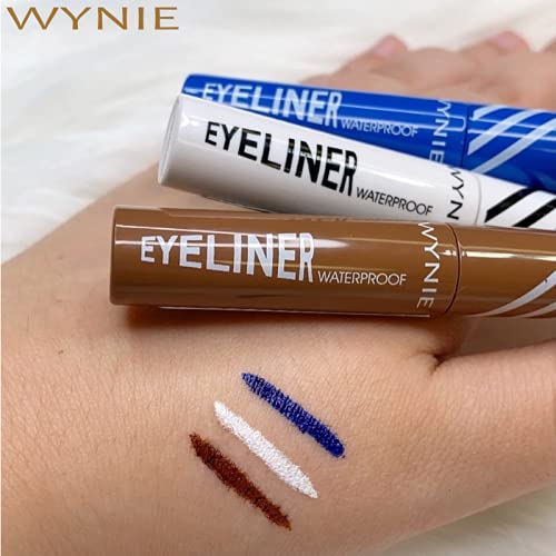 WYNIE Delineador de Ojos Waterproof Eyeliner de Colores 24H Color Permanente Blanco Delineado Gráfico - 4 ml (Azul Klein)