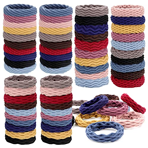 XCOZU Gomas de Pelo de Algodón, 60 Piezas Bandas el Pelo Elastica Suaves Elásticas Sin Costuras para Mujeres y Niñas para Pelo Grueso, 4 Estilos y 10 Colores