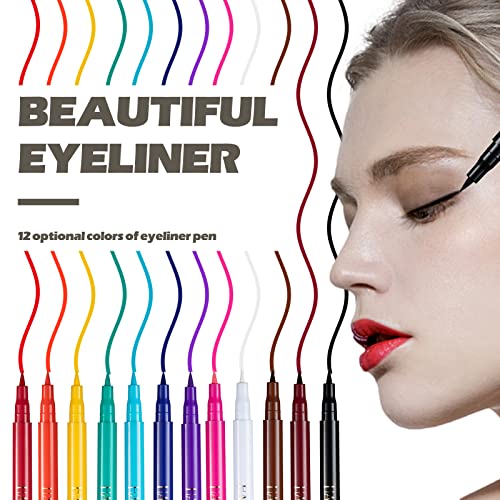 Xiangmall 12 Piezas Eyeliner Colores Liquido Delineador Ojos Colores Gel Eyeliner Mate Waterproof Eye Liner Lapiz Long Lasting Herramientas Maquillaje Regalo para Mujer