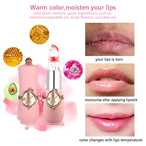 Xiangmall 6 Piezas Labial Flor Cambio de Color Lapiz Labial Transparente Magico Labial Hidratante Brillo Regalo para Mamá Niña (6 Piezas)