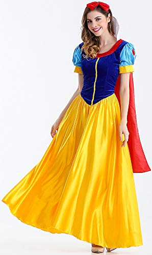 XYFW Vestido Blanco como La Nieve, Traje De Cosplay De La Princesa Mágica, Disfraces De Mujer, Disfraz De Carnaval para El Cumpleaños De Halloween Halloween con Soporte De Falda,XL