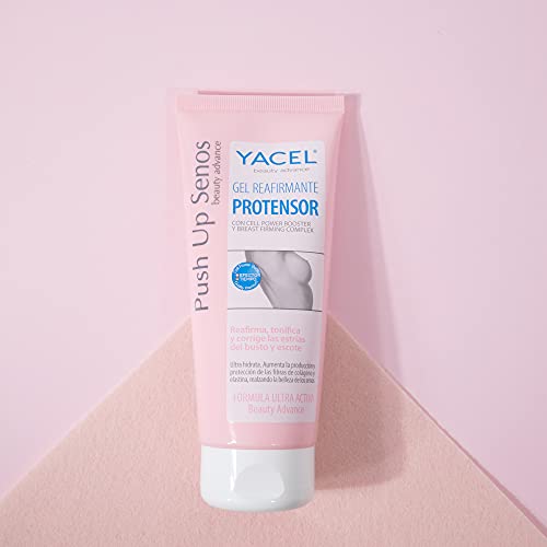 Yacel Push Up Senos. Gel Reafirmante Protensor. Reafirma, Tonifica y Corrige las Estrías del Busto y Escote. Apto en Embarazo y Lactancia. 200 ml.