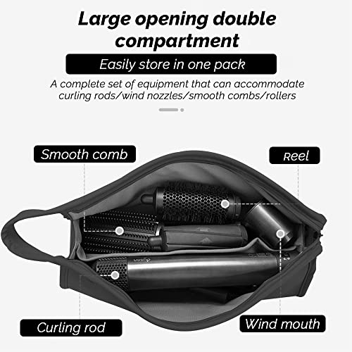 Yaclonq Bolsa De Almacenamiento Para Secador De Pelo Dyson SupersóNico, Bolsa De Hierro Rizador, Almacenamiento Impermeable, AntiarañAzos A Prueba De Polvo A Prueba De Golpes (Negro)