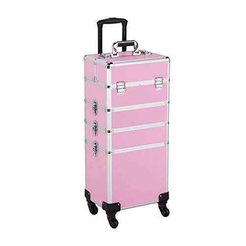 Yahee - Maletín cosmético de aluminio 4 en 1 rosa rosa