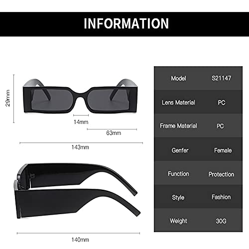 YAMEIZE Gafas de Sol Rectangulares Pequeñas Retro Mujeres y Hombres Gafas Cuadradas Vintage Protección UV400 Conducción al aire libre