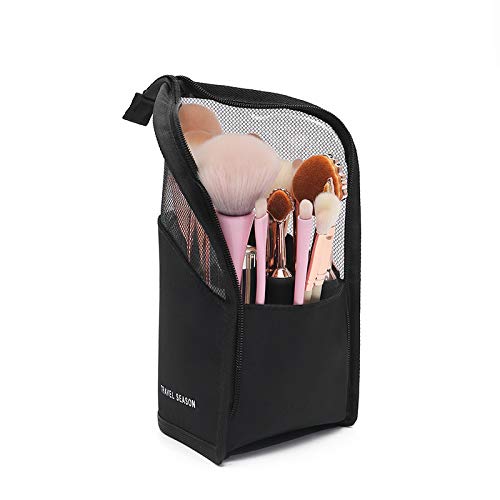 YAXIDAEVER Estuche de Brochas de Maquillaje,Bolsa de Almacenamiento para Lápices de Cejas,Bolsa Multiusos para Cepillo de Maquillaje para Mujeres y niñas (Negro)