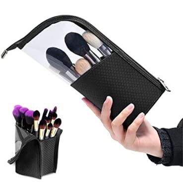 YAXIDAEVER Estuche de Brochas de Maquillaje,Bolsa de Almacenamiento para Lápices de Cejas,Bolsa Multiusos para Cepillo de Maquillaje para Mujeres y niñas (Negro)