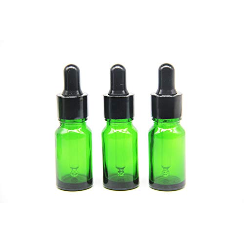 Yizhao Verde Frasco Cuentagotas Cristal 10ml, Botellas Cuentagotas con [Pipeta Cuentagotas Cristal], para Aceite Esencial, Masaje,Fragancia, Aromaterapia, Laboratorio - 12Pcs