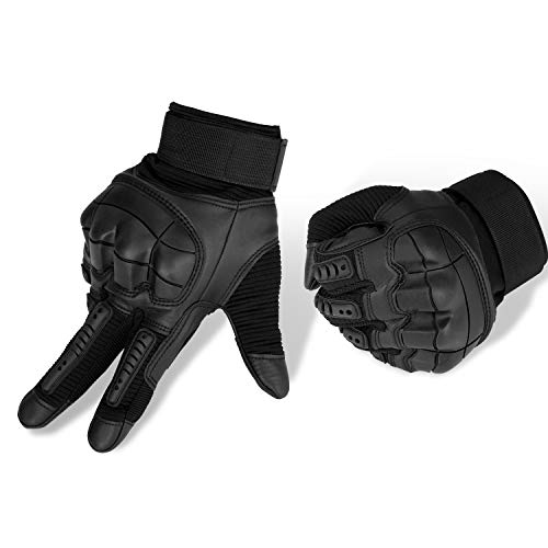 Yizhet Guantes de Motocicleta Hombre, Guantes Ciclismo Tácticos Pantalla Táctil para Movil, Guantes Nudillos Duros Dedo Completo Guantes Térmicos Antideslizante para Caza Escalada Acampar (L)