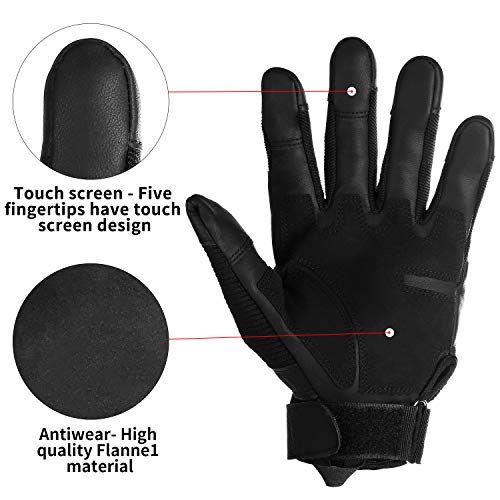 Yizhet Guantes de Motocicleta Hombre, Guantes Ciclismo Tácticos Pantalla Táctil para Movil, Guantes Nudillos Duros Dedo Completo Guantes Térmicos Antideslizante para Caza Escalada Acampar (L)