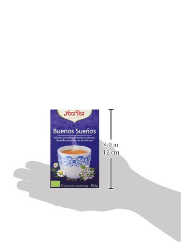 Yogi Tea - Buenos Sueños, Infusión Ayurvédica de Hierbas con Hinojo, Flores de Manzanilla y Raíz de Valeriana - 17 Bolsitas, 30,6g