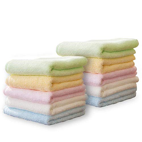 Yoofoss Toallas Pequeñas Toallas Bambú Multicolores Juegos de Toallas de Bebé/Cara/Facial/Mano/Baño, Paños de Limpieza/Cocina 25x25 cm