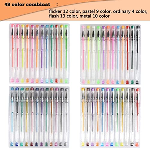 YOTINO 48Pcs Bolígrafos de Tinta Gel Bolígrafos de Gel Purpurina Neón y Pastel Punta 0.5-1mm Boligrafos para Regalar Pintar y Dibujar 48 Colores