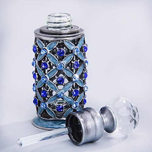 YU FENG Botellas de perfume vintage decorativas con cristales BejewELD, pequeñas botellas de perfume de estilo antiguo (6 ml, azul)