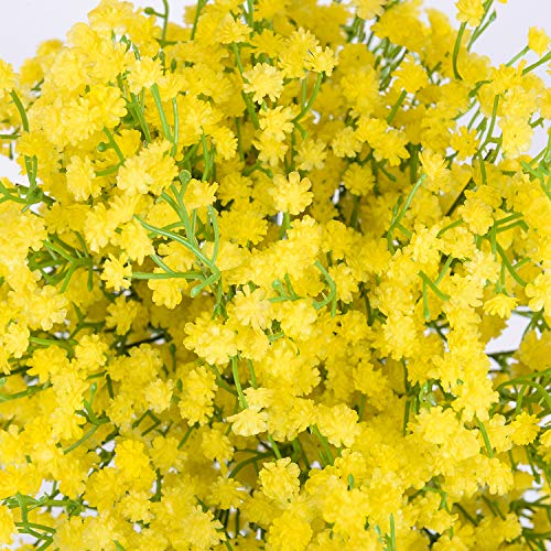 yunuo 12PCS Artificial Baby Breath/Gypsophila Flor de seda Boda Fiesta Decoración Regalo (Amarillo)