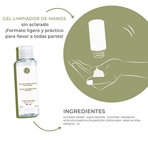 Yves Rocher Gel limpiador de manos sin aclarado, el gel que limpia e higieniza tus manos en cualquier ocasión.