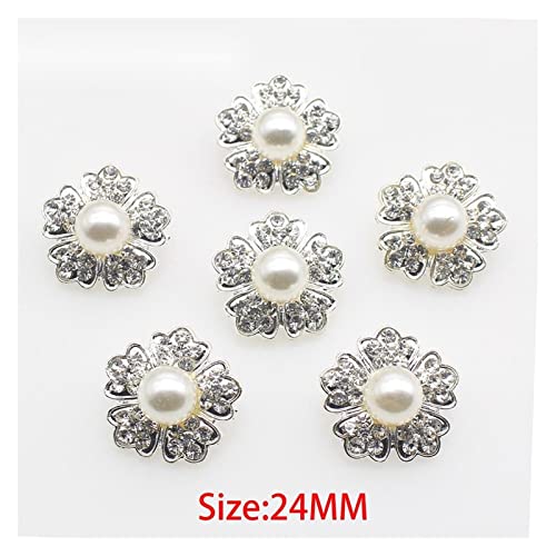 YXSLC Botones 10pcs 24mm Flor Peral Rhinestone Botones Shank Diamante Accesorios Bricolaje Botones de Ropa de Costura. Exquisito y Hermoso, Ligero y Conveniente