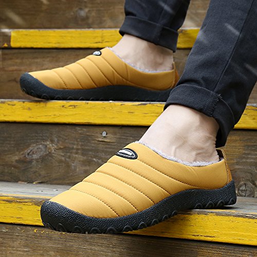 Zapatillas de Estar para Casa Hombre Mujer Invierno Calentitas Zapatillas de Deporte con Suela Antideslizante,Amarillo,43