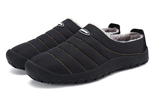 Zapatillas de Estar para Casa Hombre Mujer Invierno Calentitas Zapatillas de Deporte con Suela Antideslizante,Negro,38