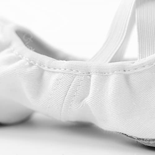 Zapatos de Ballet Niña Zapatillas de Ballet Mujer de Danza y Gimnasia Baile con Suela Partida Blanco 25